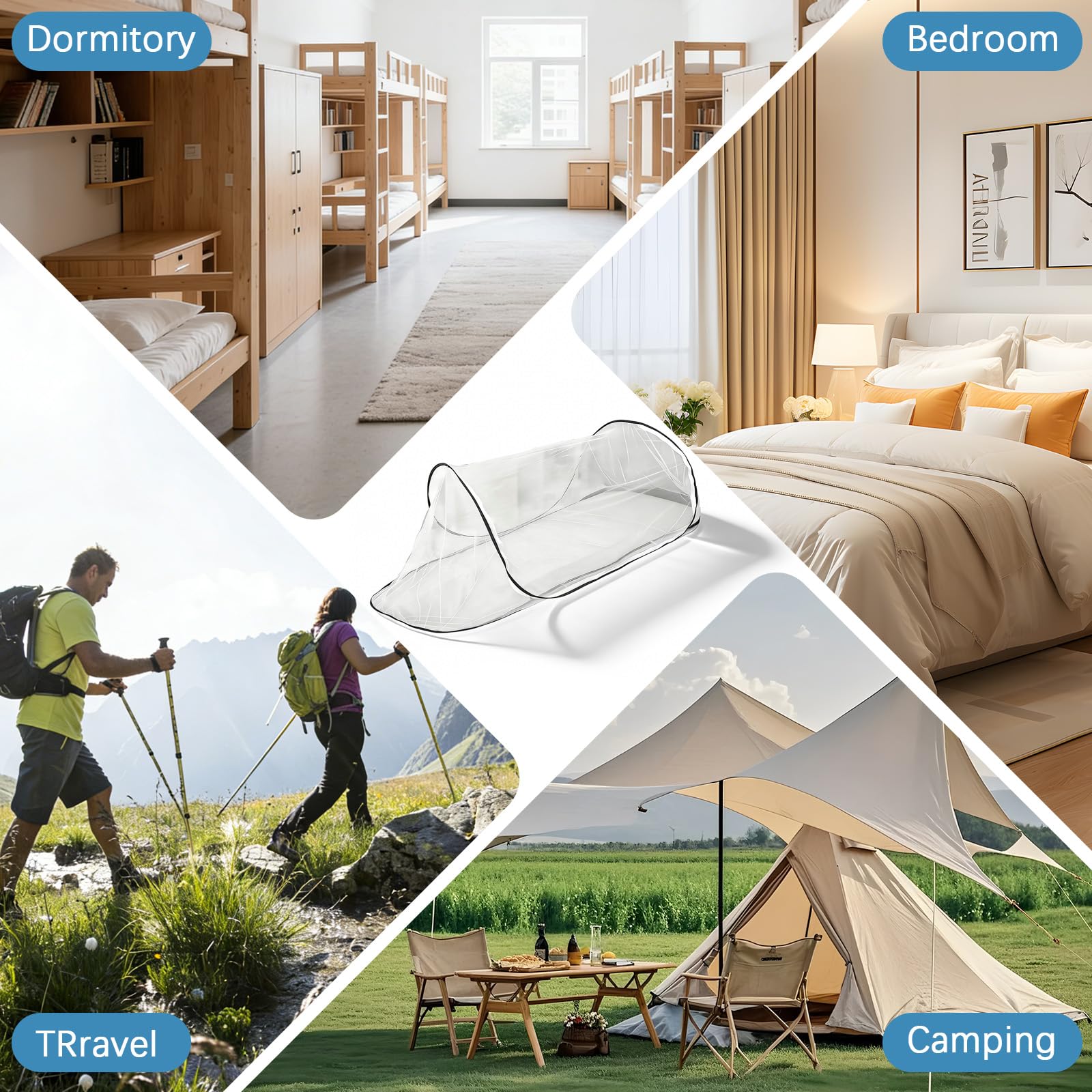 Moustiquaire de Voyage Pop-up, Moustiquaire de Lit Pliable,Ultra Légère Tente de Camping Portable Mosquito Net Familial Convient pour Camping Chambre à Coucher, ExtéRieur (200 x 80 x 56 cm)