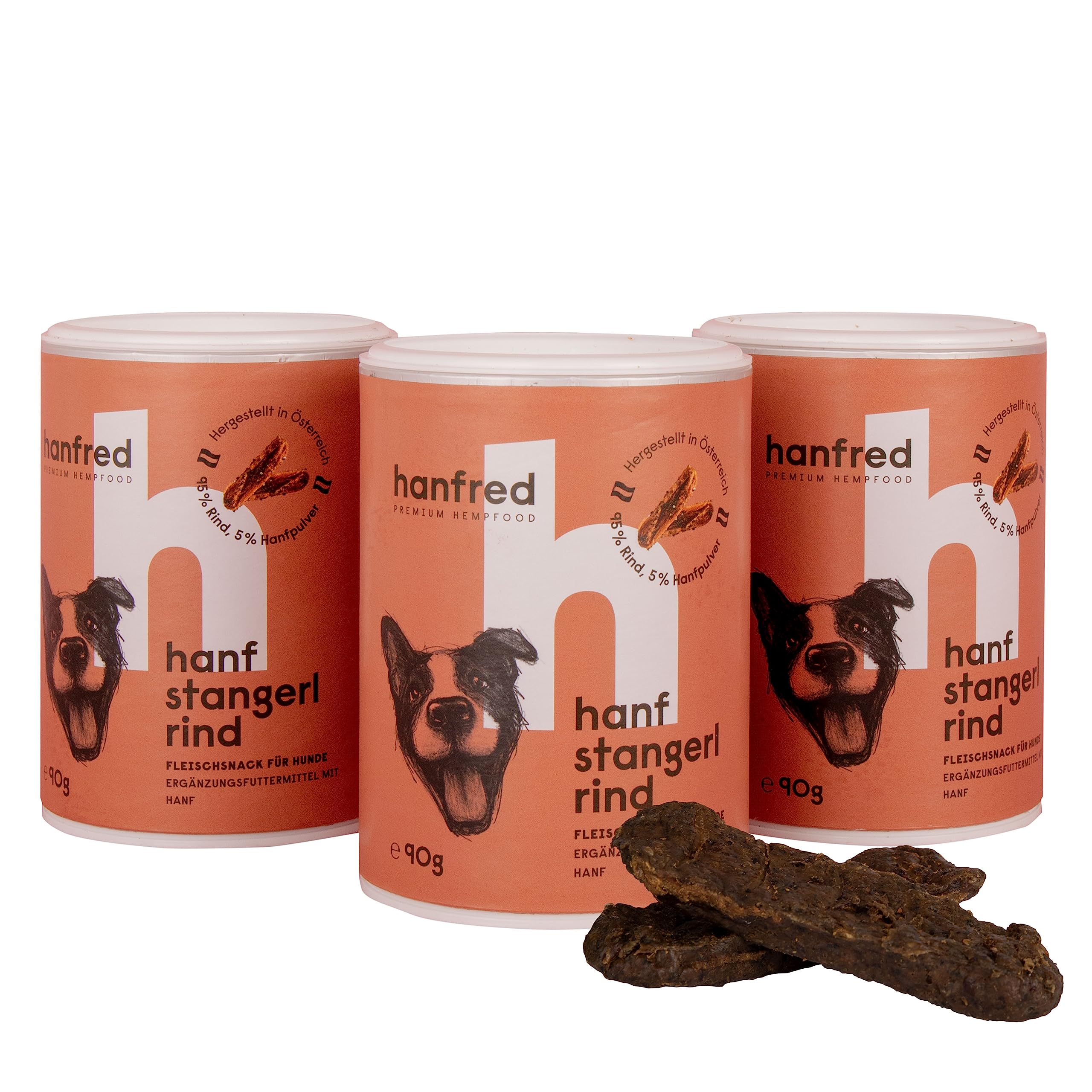 Hanf Stangerl, Hundesnack, Belohnung mit Mehrwert, Unterstützung des Bewegungsapparates & Darmflora, Trainingsleckerli, 3 x 90g (Rindfleisch)
