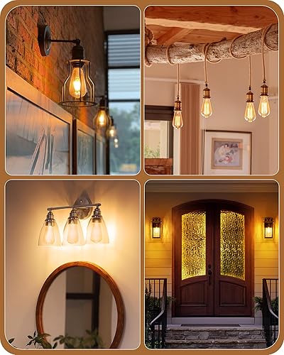 Miniatura 7 de EDISHINE Paquete de 12 bombillas LED Edison vintage equivalentes a 8 W equivalentes a 60 W, ST64 bombillas LED regulables, 700 lúmenes, 2200 K, luz