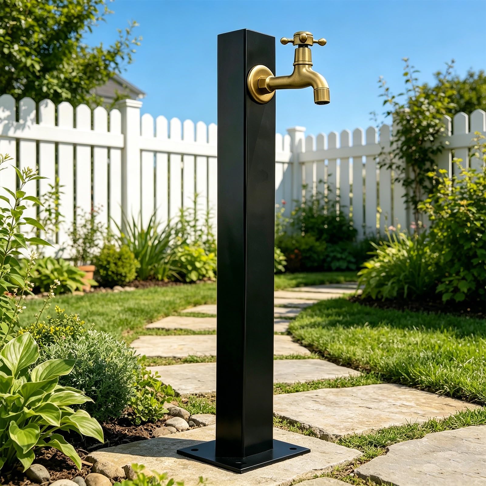 Lonmrrton B Floor Mounted Lack Water Column, Vertical Garden Faucet Stand, Outdoor Yard Hydrant Spigot For Irrigation, Car Washing & Pet Ath(,Height: 95Cm/37.4In)