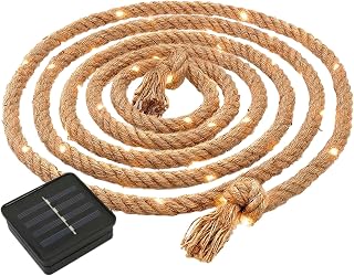 4m Solar Powered Home Decorative Rope Lights | 50 LEDs | Garden Hemp Rope String Fairy Light, Gazeebo, Post, Tree, Fence | Indoor and Outdoor (1)