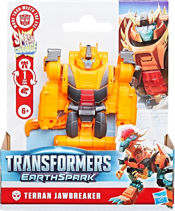 Transformers EarthSpark 1-Step Smash Changers Terran Jawbreaker 4 inch Action Figure, Robot Toys for Boys and Girls 6 and Above