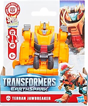 Transformers EarthSpark 1-Step Smash Changers Terran Jawbreaker 4 inch Action Figure, Robot Toys for Boys and Girls 6 and Above