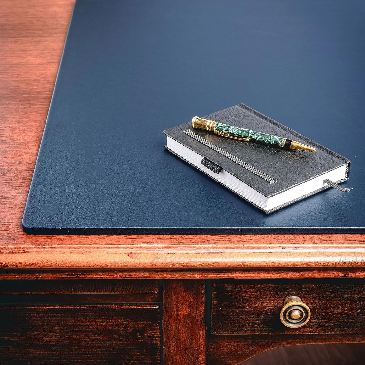 DACASSO Leatherette Conference Table Pad - Luxury Leather Desk Blotter for Writing - Padded Executive Desk Surface Protector - (Navy Blue, 22” x 14”) image 4