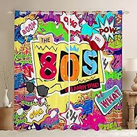 Vista 72 de Erosebridal Cortinas opacas de moda de los años 90, 30 % a 50 % para dormitorio, cortina de ventana con cinta de radio retro, tratamientos de Negro