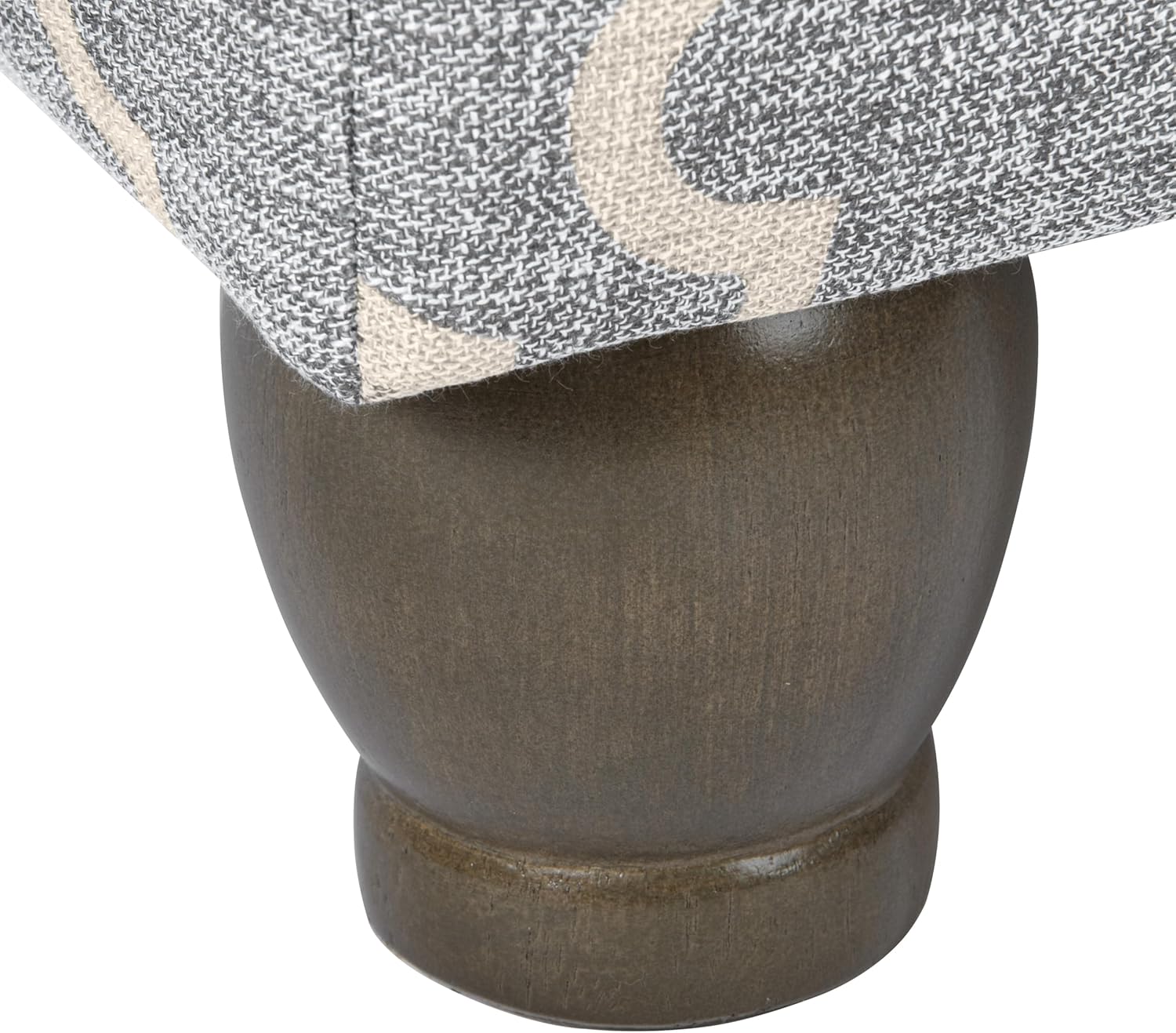 Gray Geometric Wood Storage Ottoman with Hinged Lid