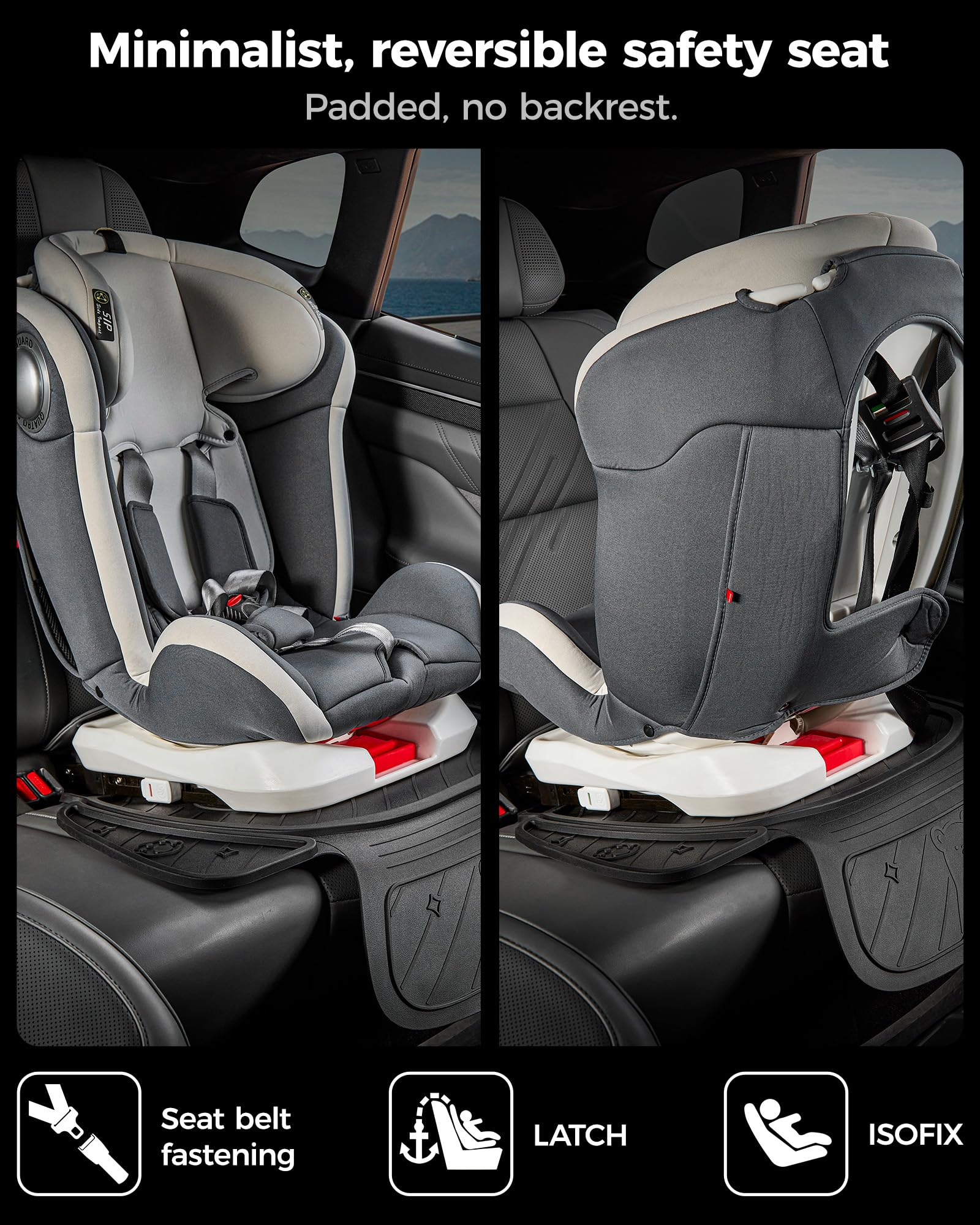 3W ISOFIX podkładka na fotelik samochodowy, uroczy wzór misia, wodoodporna i antypoślizgowa, trwała nakładka na fotel samochodowy, czarna akcesoria samochodowe