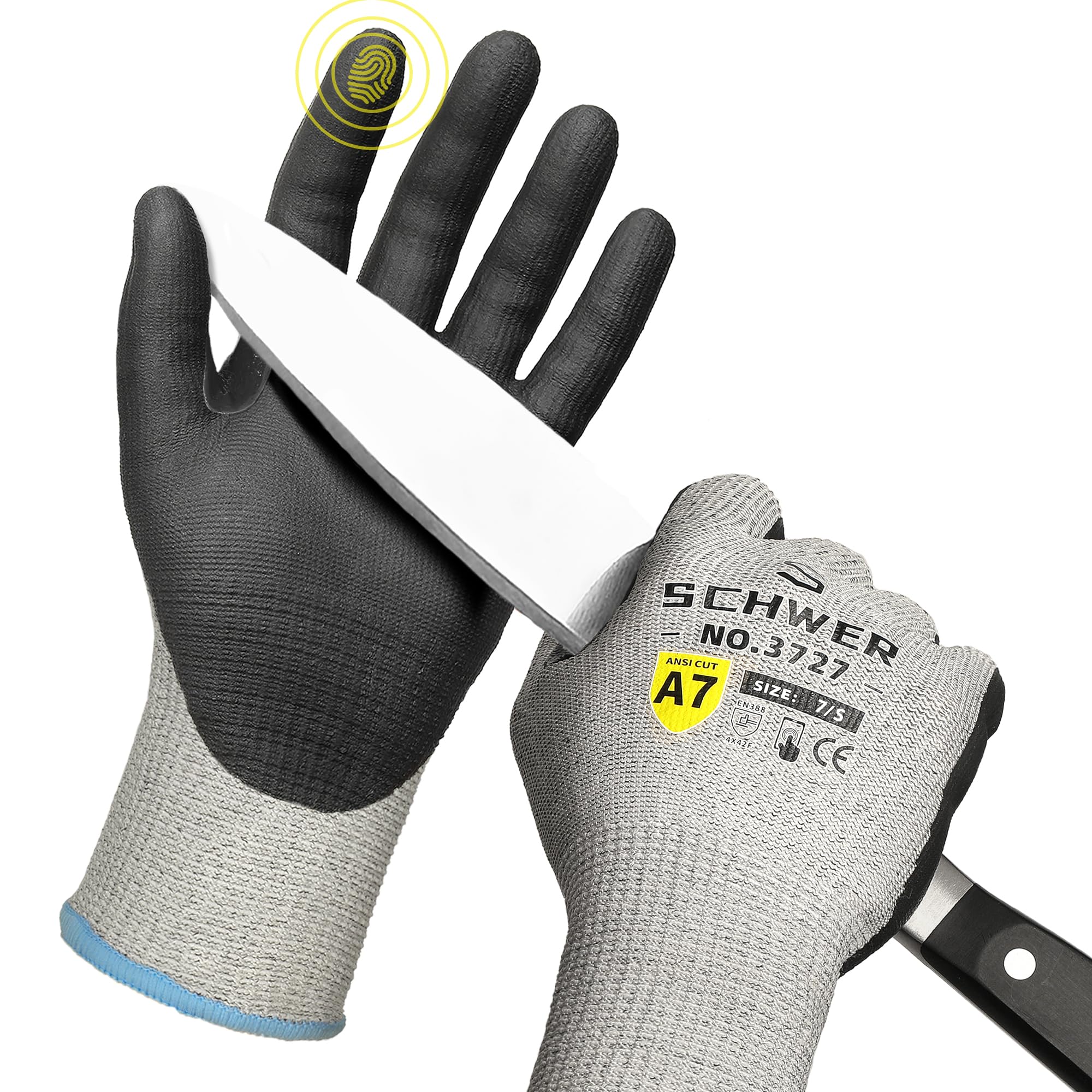 Schwer High Level Cut Resistant Work Gloves for High Risk Work Level A7/F Cutting Gloves with Reinforced Thumb
