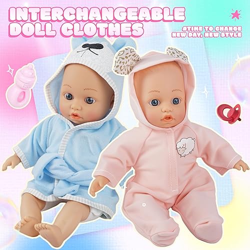 Miniatura 3 de SMILESSKIDDO Juego de juguetes para cochecito de bebé, muñecas de cuerpo suave de 12 pulgadas con accesorios, silla de comedor, ropa de muñeca,