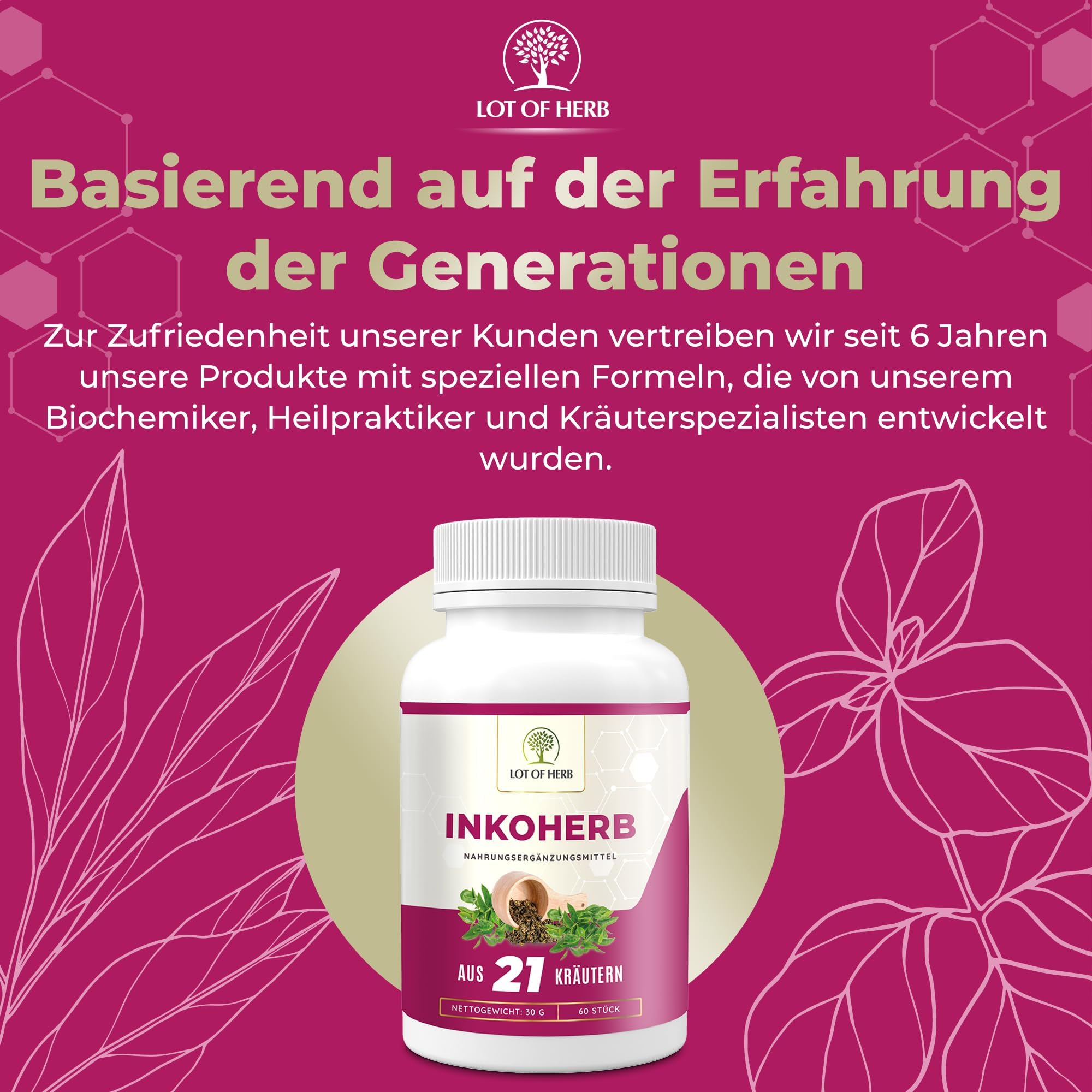 Inkoherb aus 21 Kräuter zur natürlichen Stärkung der Blasenfunktion - Kann bei Inkontinenz Blasenschwäche Harndrang unterstützen - Nahrungsergänzungsmittel für Frauen und Männer - 60Stk