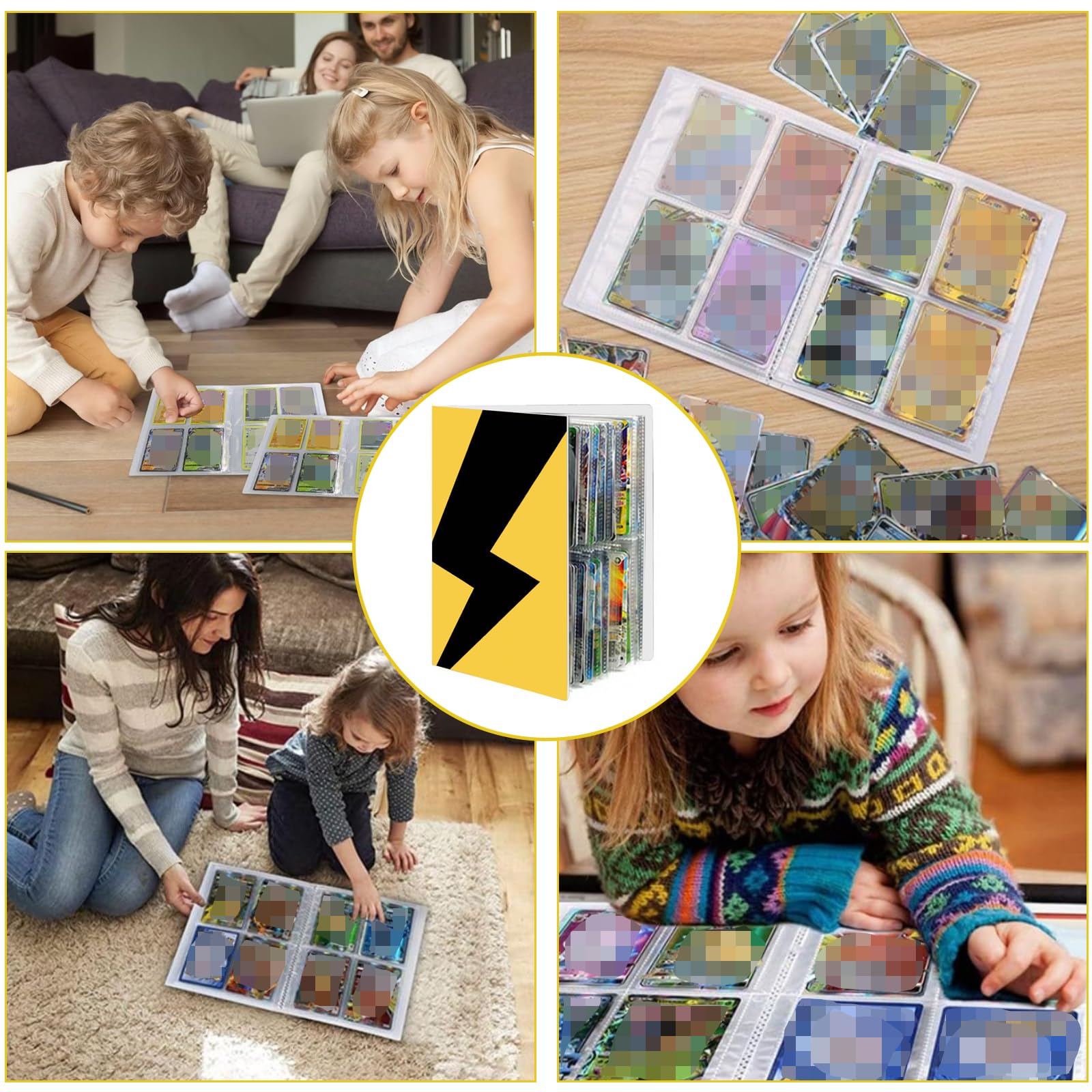 Classeur d'Albums de Cartes de Collection, Porte-Cartes 360, Album de Classeur de Cartes à Échanger à 9 Pochettes, Classeur de Cartes Grande Capacité, Carnet pour Anniversaires, Noël et Fêtes, Noir