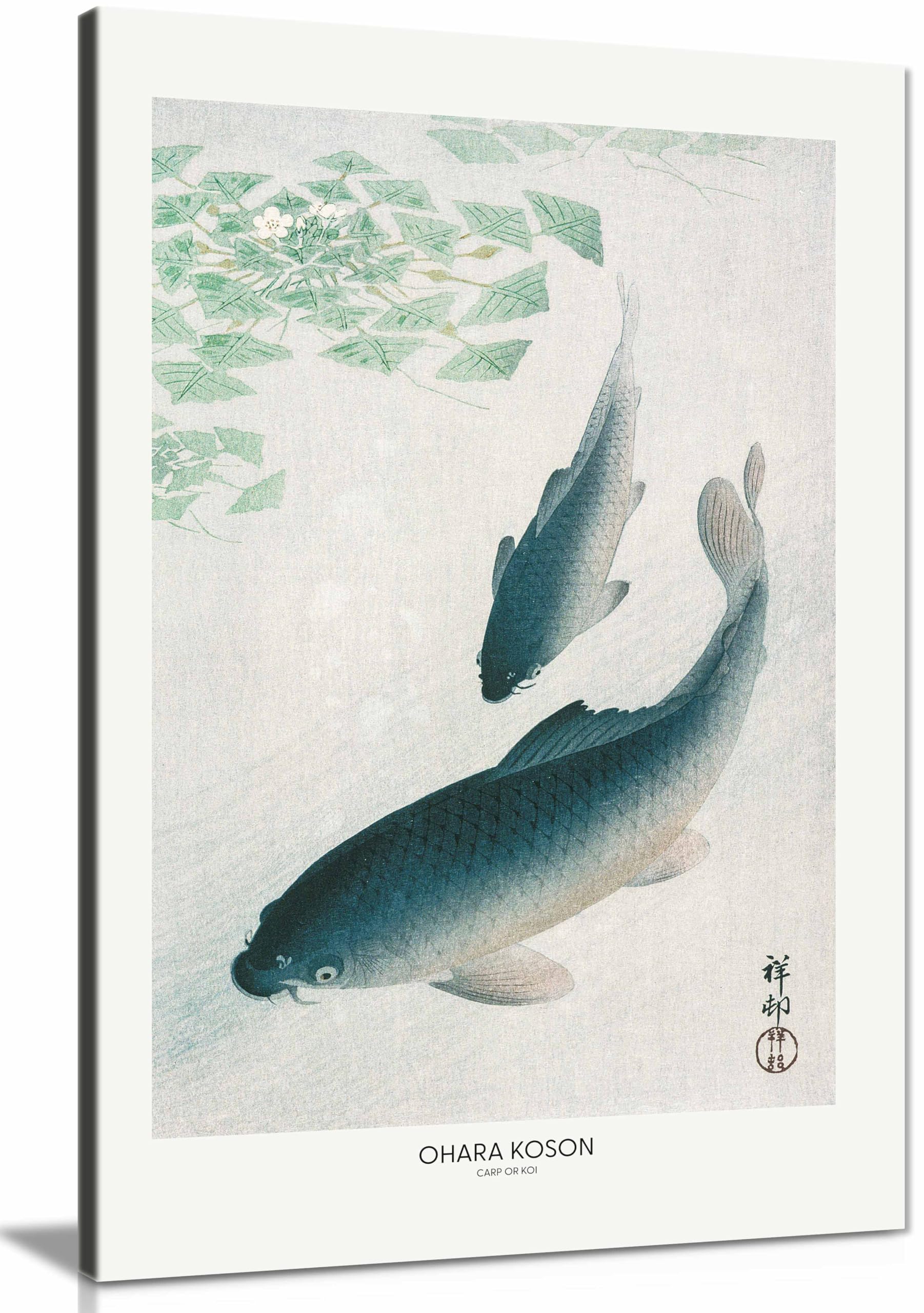 Carp Or Koi Framed Canvas Print, Pictures for Home Walls, Bedroom, Living Room & Bathroom Decor 91x61cm (36x24in)