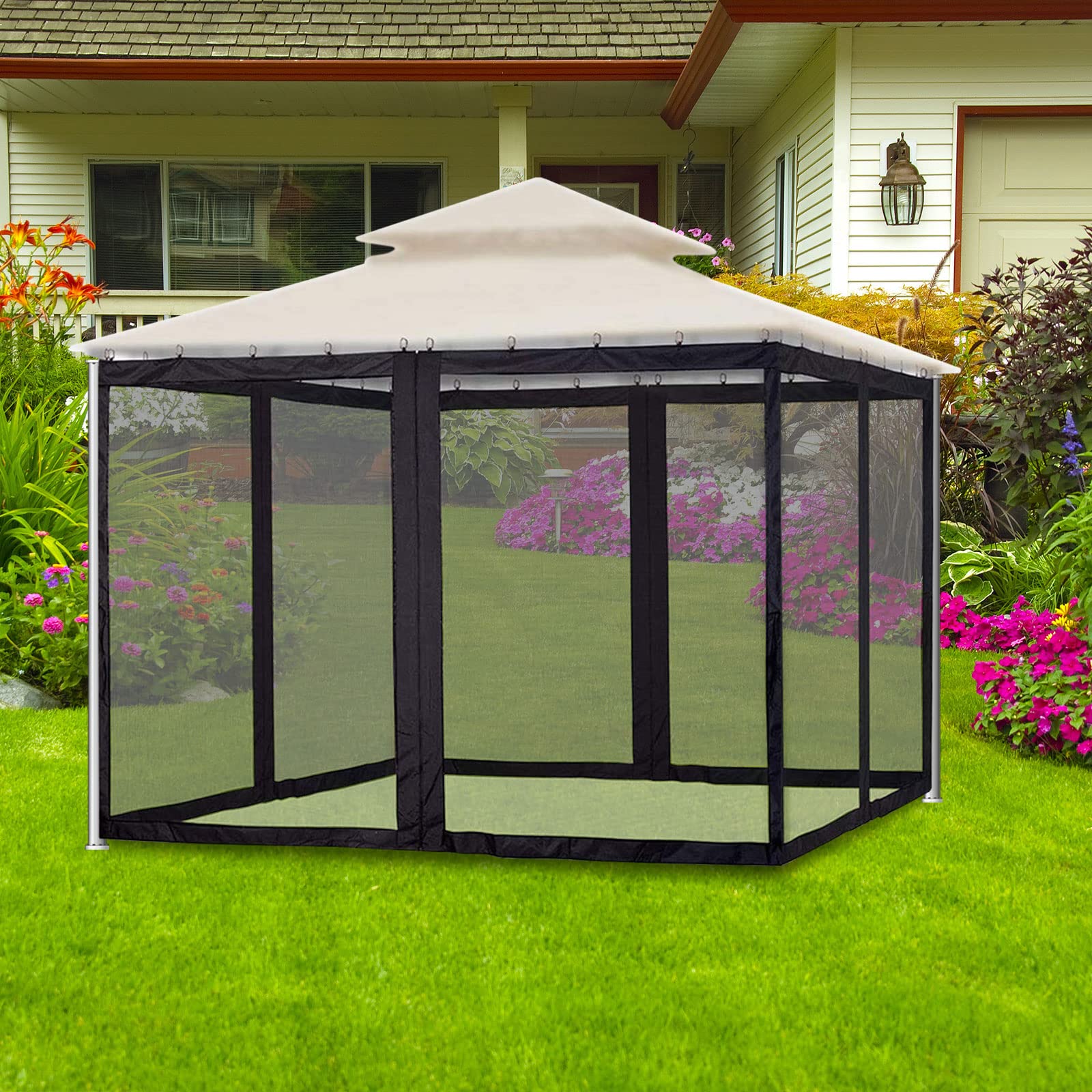 CDQL Moustiquaire pour Tente D'auvent Extérieur, Durable, Murs D'écran de Style Rideau à Faire Soi-même pour Tonnelle de Patio, Installation Facile, Fermeture à Glissière, éloigner
