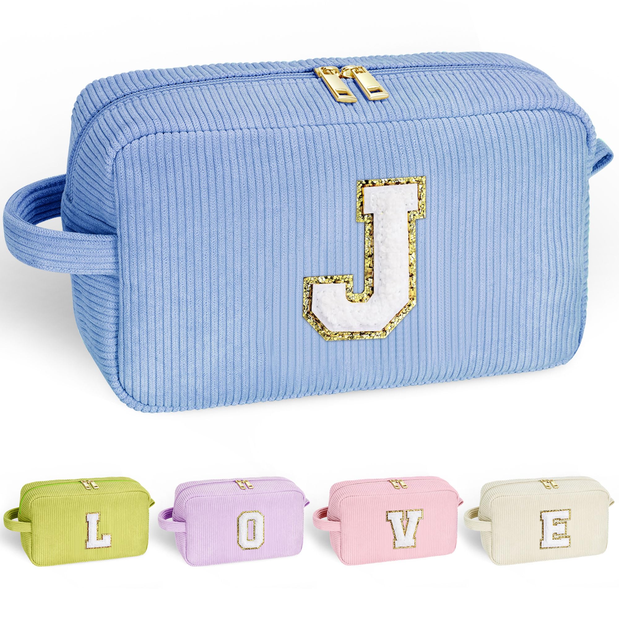 YOOLIFE Birthday Gifts for Women - Cute Makeup Bag Makeup Brush Bag Preppy Bridal Shower Gifts Womens Gifts Blue Makeup Bag Personalized Gifts for