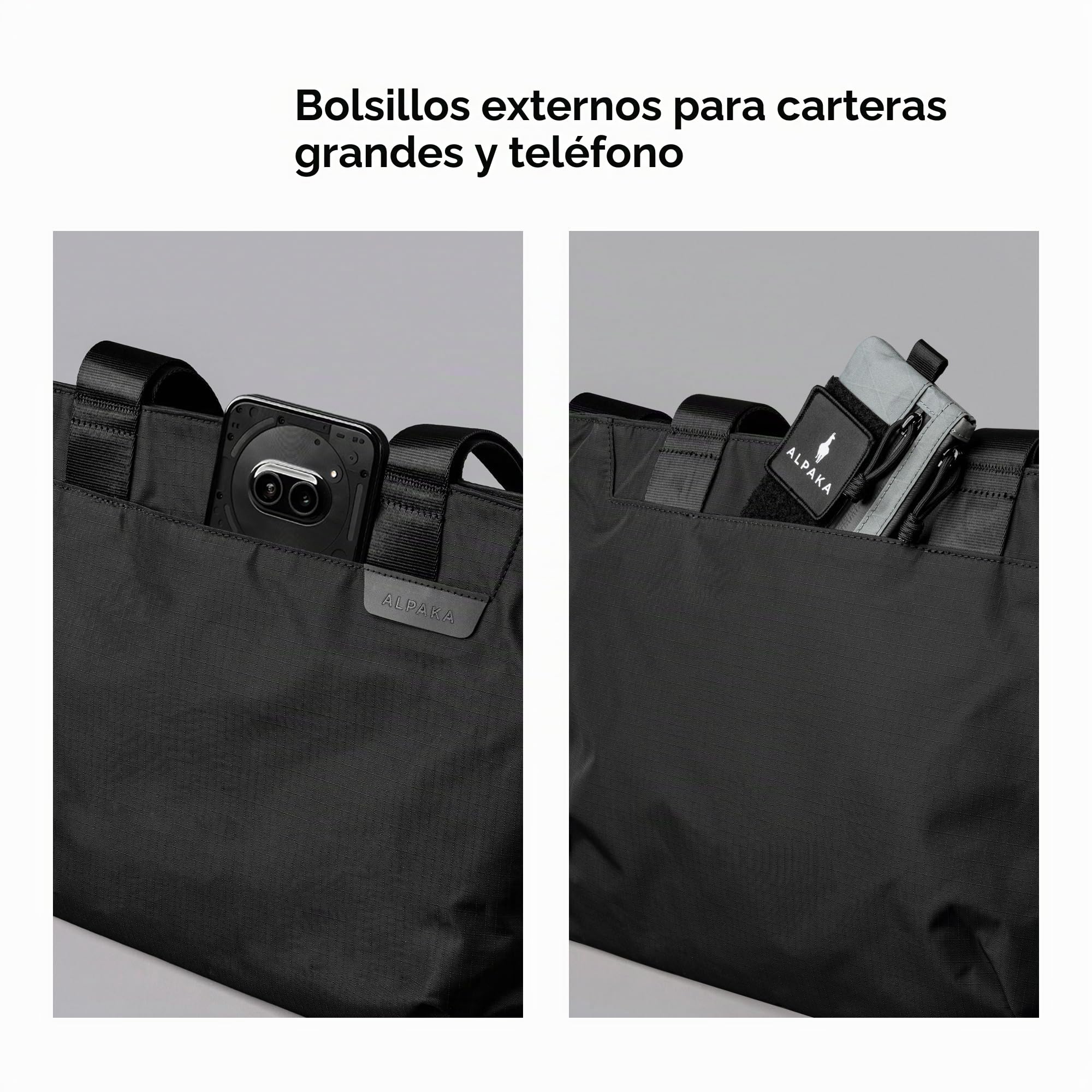 ALPAKA Elements Tote – Bolso Tote Unisex en S/M/L | Para iPad o portátil, resistente al agua, cierre magnético, múltiples bolsillos, para diario y viaje