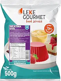 Leke Gourmet – Gelatina em Pó Sabor Uva 500g | Ideal para Confeitarias e Sobremesas | Cor Intensa e Sabor Frutado | Preparo Rápido e Versátil