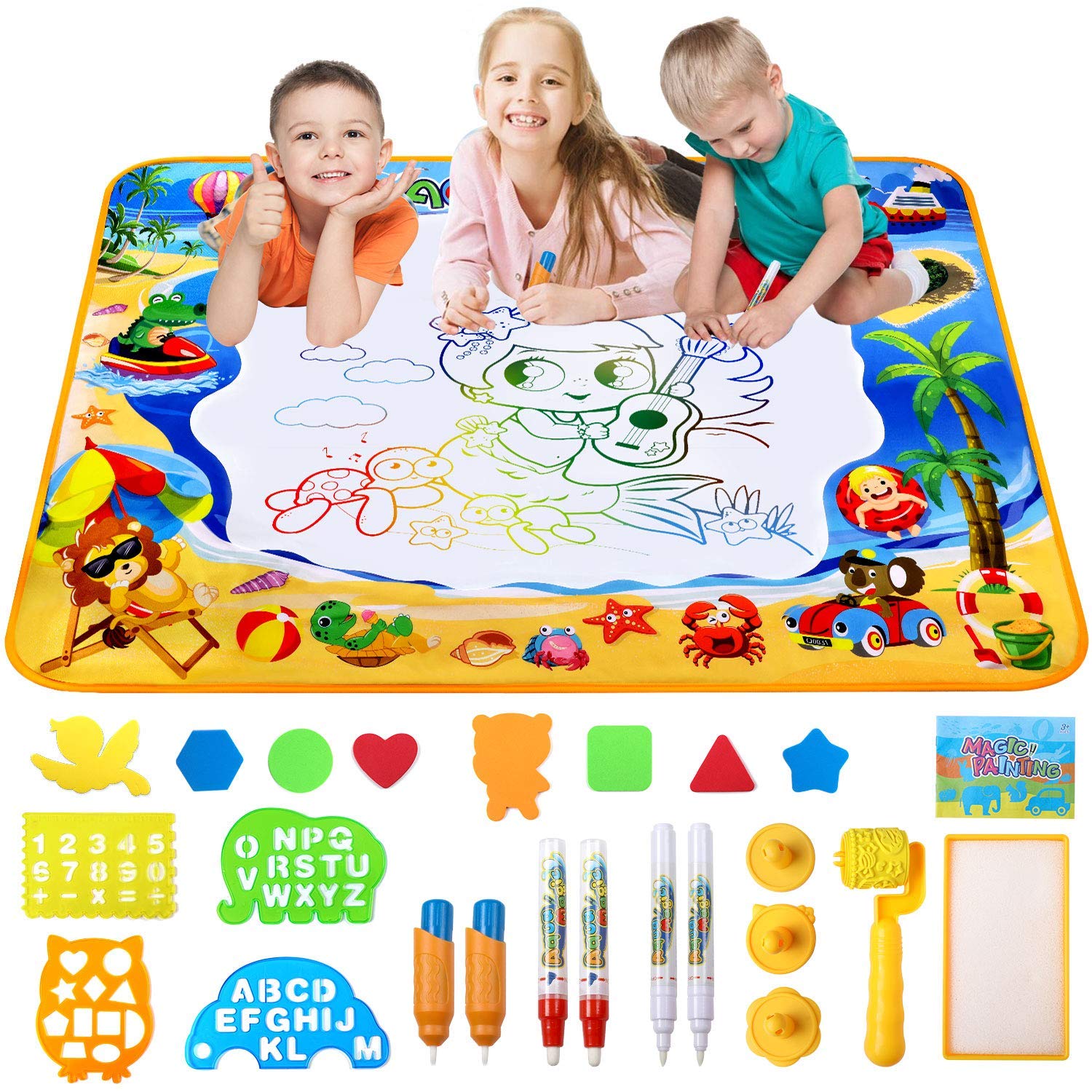 Howade Water Doodle Mat Large Magic Water Drawing Mat Toy Boys Girls Kids Painting Writing Pad Educational Learning Toys For Toddler Amazon Com Au Toys Games