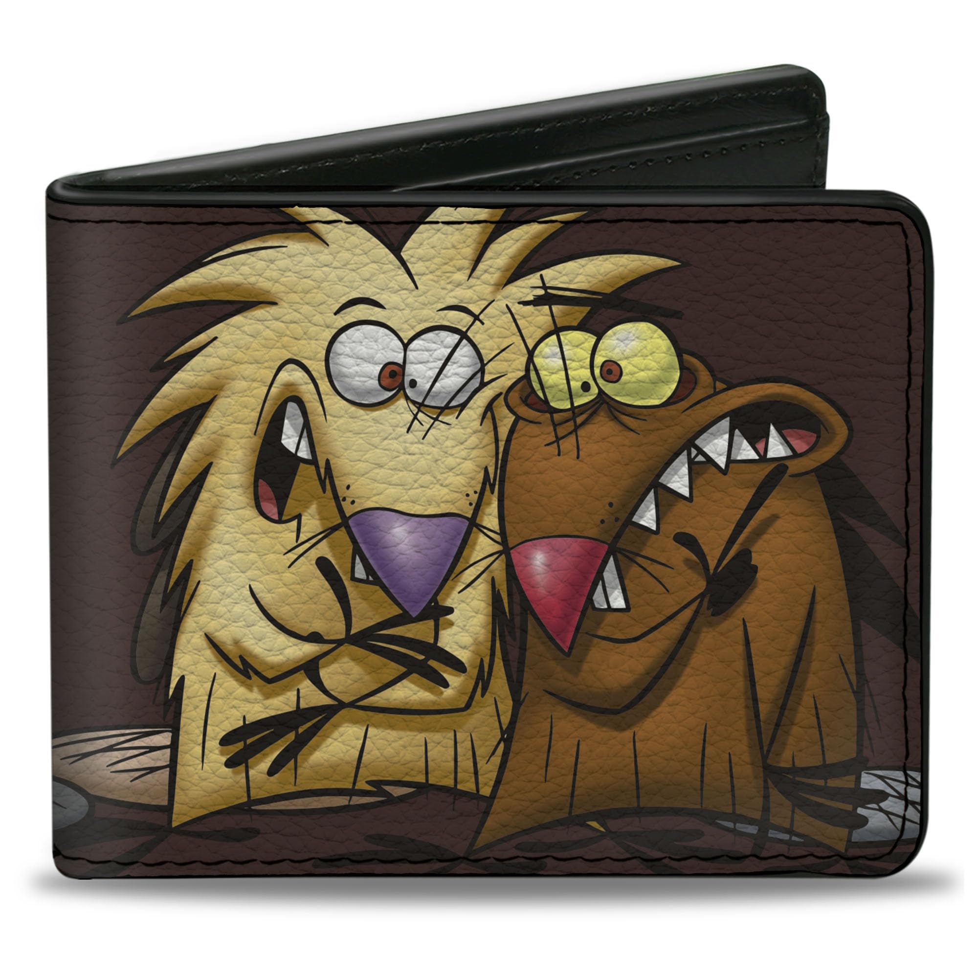 Nick Rewind Men's Standard Buckle-Down PU Bifold Wallet-Angry Beavers Norbert & Daggett Close-UP Pose, Multicolor, 4.0