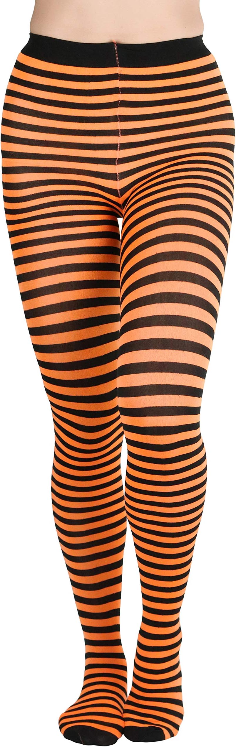 orange and pink striped tights