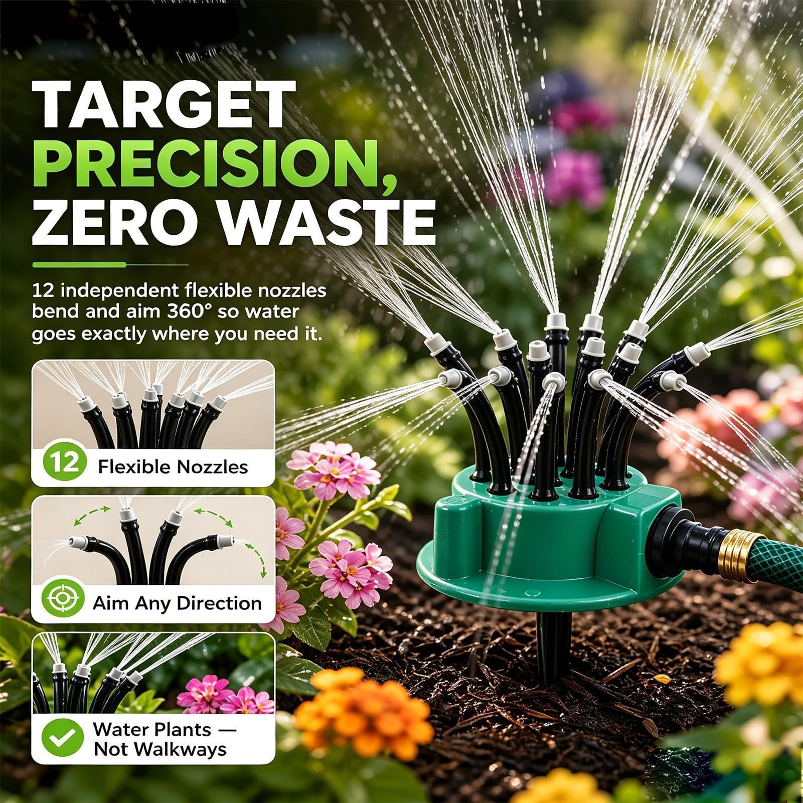 Garten Sprinkler zur Rasenbewässerung Wassersparend Verstellbar Mit Großer | Sprinkler Zur Blumen- Und Gartenbewässerung für die Gartenarbeit, Bepflanzung, , Rasen, Blumenbeete, den Auß