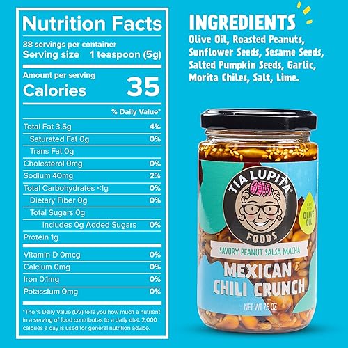 Miniatura 7 de Tia Lupita Aceite crujiente de chile macha de salsa  2 botellas de 7.5 onzas de maní sabroso + aceite de chile crujiente de morita  Sin gluten, sin