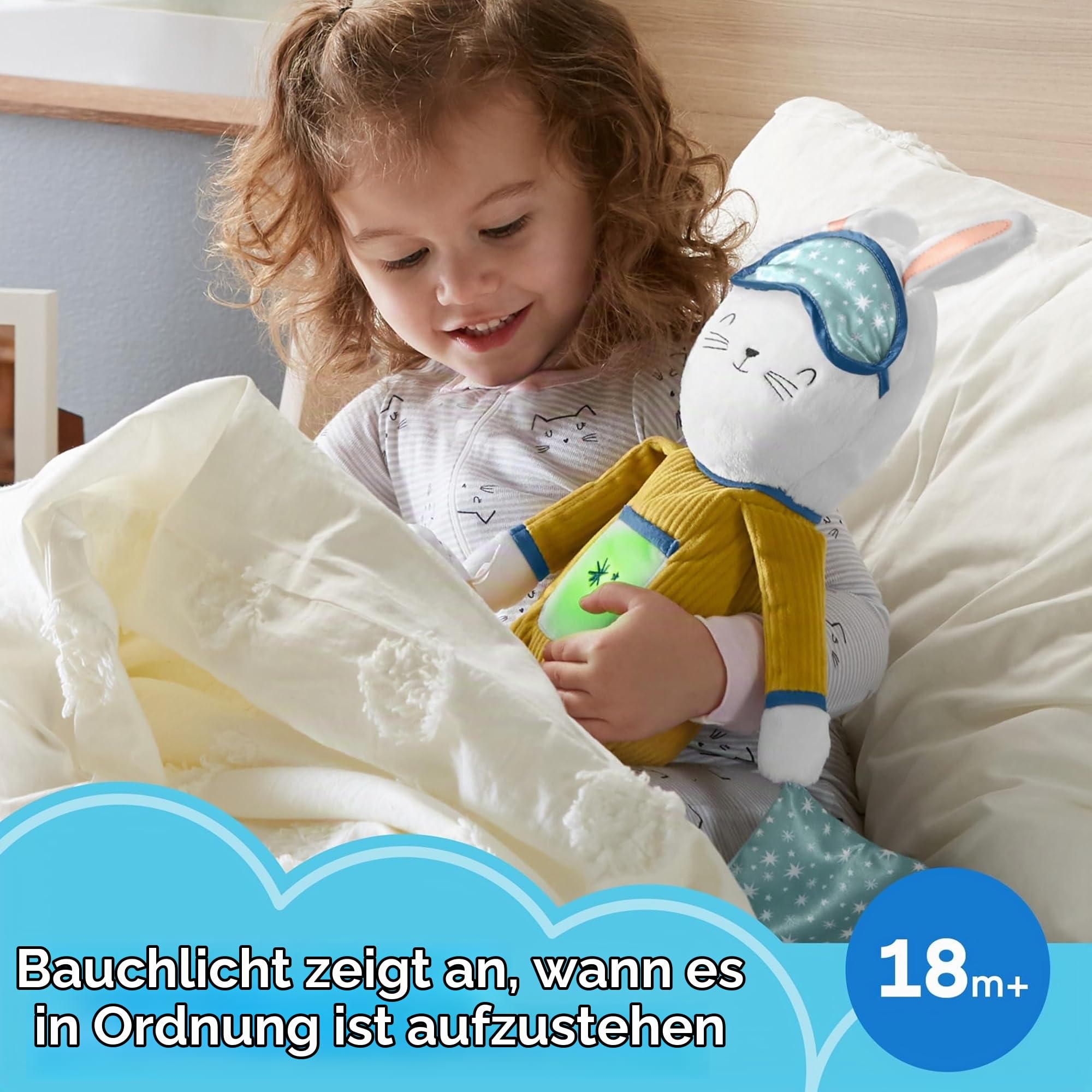 Fisher-Price GMN58 - Traumhäschen Schlafbegleiter, Plüschspielzeug mit Musik für Kleinkinder, mit Schlaftraining, Lichtern und Geräuschen, Babyspielzeug ab 18 Monaten