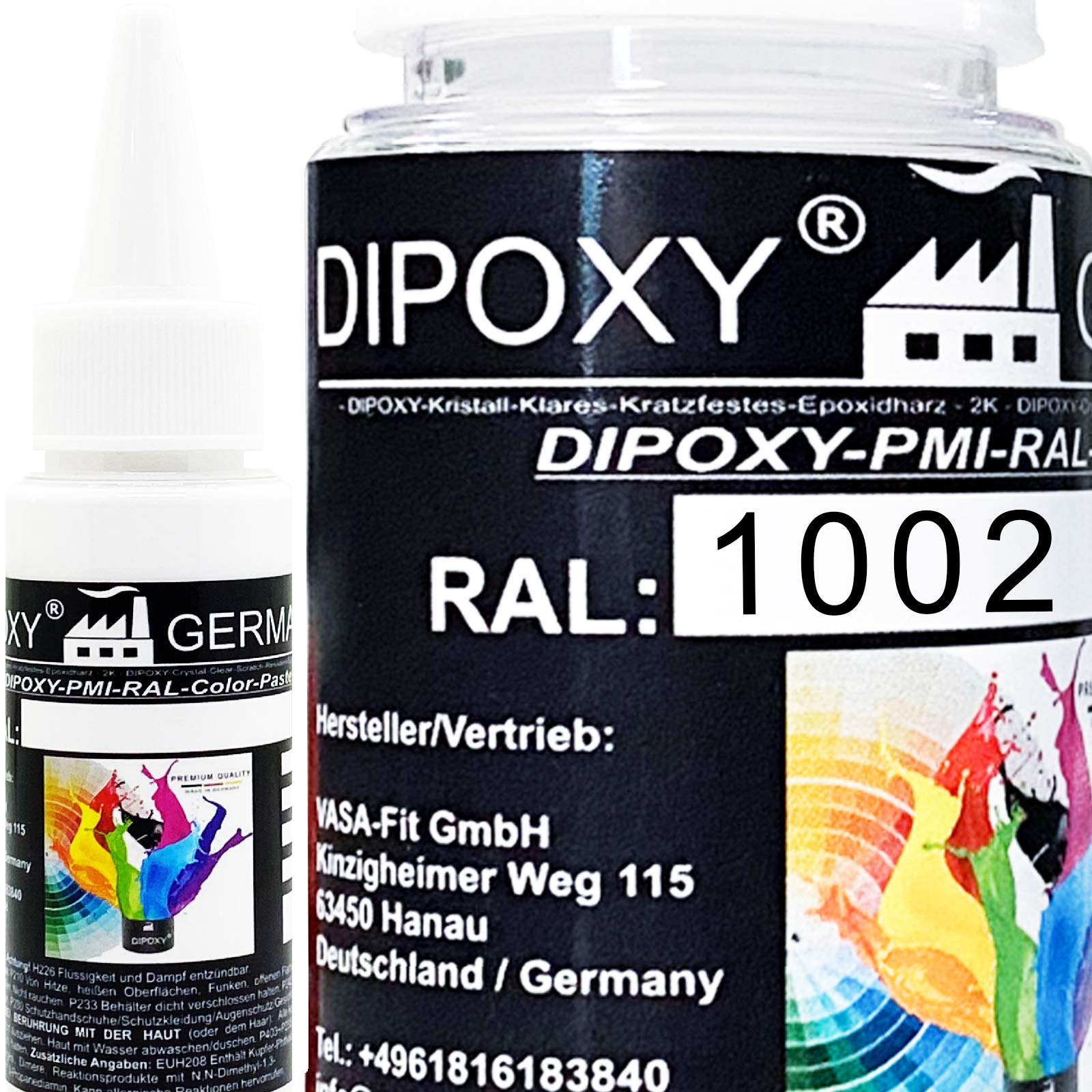 1000g Dipoxy-PMI-RAL 1002 SANDGELB Extrem hoch konzentrierte Basis Pigment Farbpaste Farbmittel für Epoxidharz, Polyesterharz, Polyurethan Systeme, Beton, Lacke, Flüssigfarbe Kunstharz Schmuck