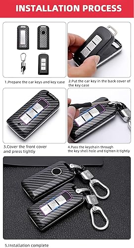 Miniatura 8 de ontto Funda para llavero Mitsubishi, entrada sin llave, funda de llave inteligente de protección completa de 360 para Outlander Lancer Eclipse
