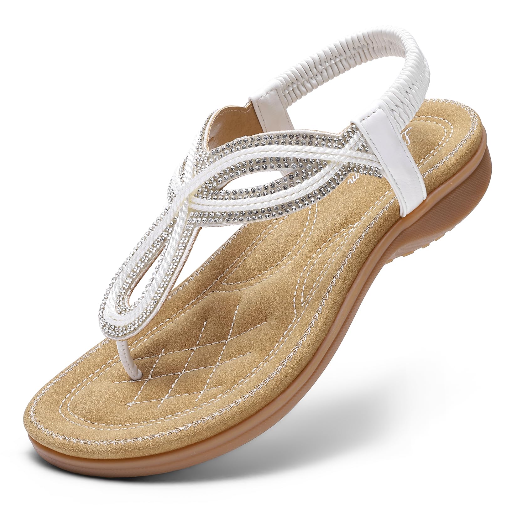 Littleplum Damen Sandalen Flache Sandaletten Sommer Freizeit Zehentrenner mit Weiche Fußbett