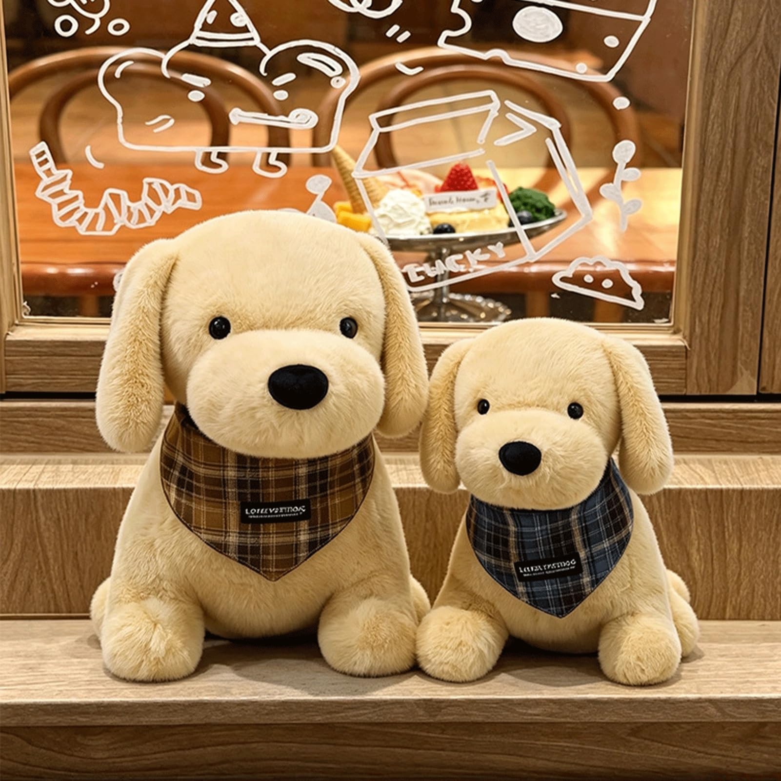 Juguete de Peluche Golden Retriever, Perro Labrador Esponjoso con Bufanda, decoración del hogar, compañero de Peluche, Regalo Ideal for niños(Brown,73cm/29in)