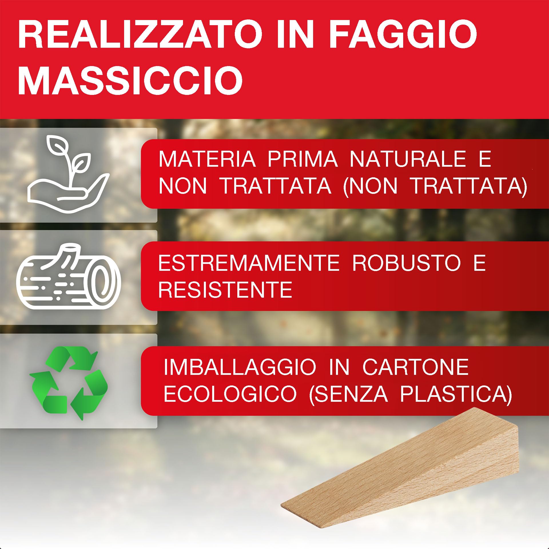 LouMaxx Set di 10 cunei in legno di faggio naturale – duri come cuneo turco – cunei di montaggio – made in Europe