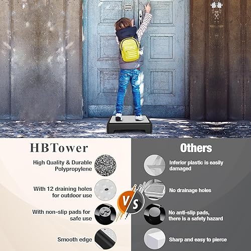 Vista 13 de HBTower Taburete de escalón, taburete de movilidad para adultos y personas mayores, plataforma antideslizante para interiores y exteriores, elevador