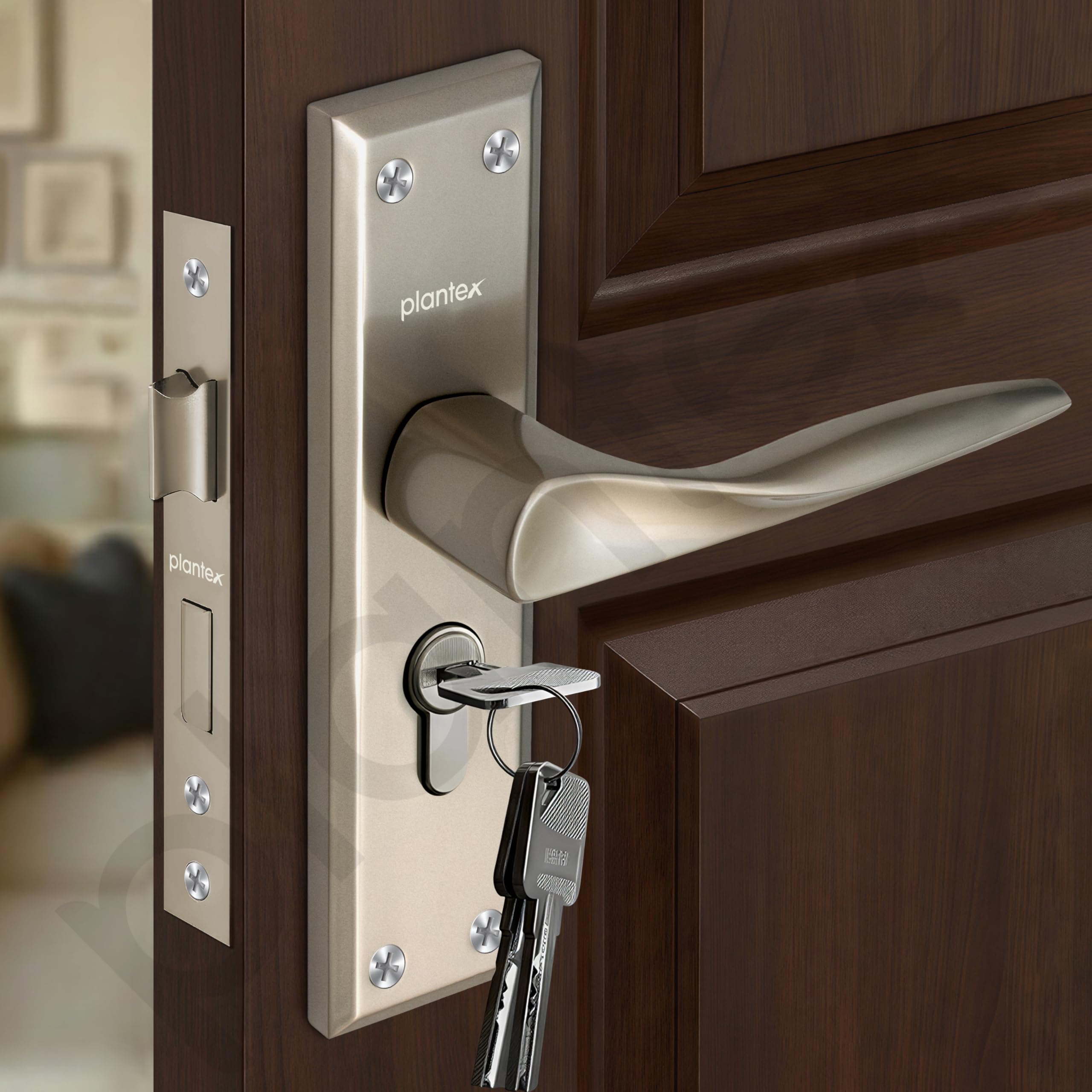 Plantex Mortise Lock Handle Set - 6-Lever, 3 Keys -2 Plantex Mortise Lock Handle Set - 6-Lever, 3 Keys -2