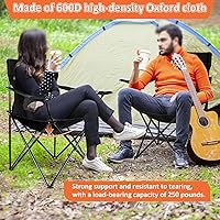Vista 5 de Leonyo Paquete de 2 sillas de campamento para adultos, sillas de césped con mesa, sillas plegables resistentes para exteriores, sillas deportivas