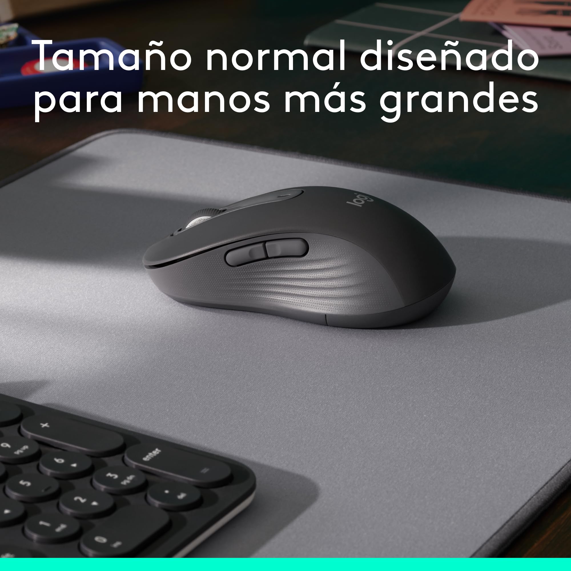 Logitech Signature M650 L ratón inalámbrico de tamaño Normal - para Manos Grandes, 2 años de Pila, clics silenciosos, Botones Personalizables, Bluetooth, PC/Mac/multidispositivo/Chromebook - Grafito