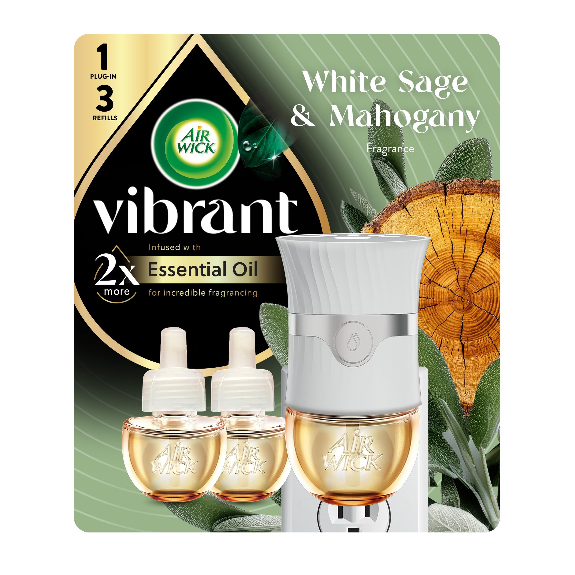 Air Wick Vibrant Plug In, 1 Warmer + 3 Refills White Sage &amp; Mahogany