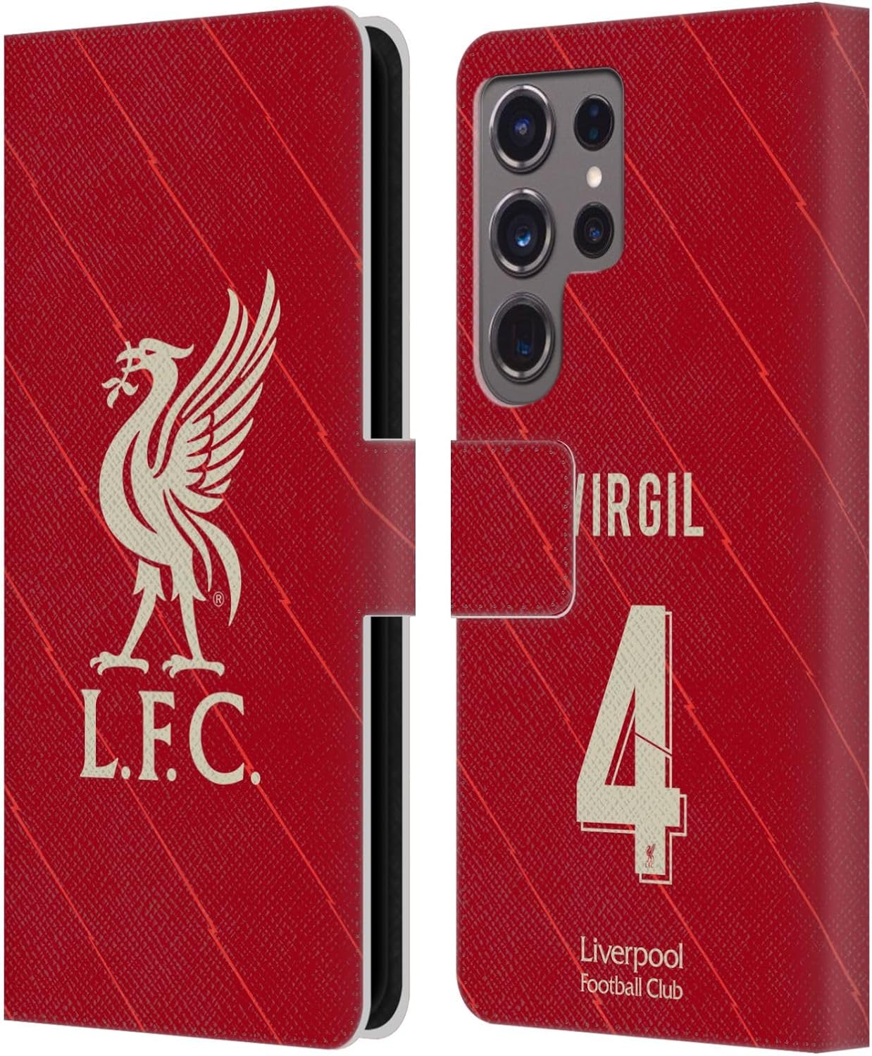 Head Case Designs Officially Licensed Liverpool Football Club Virgil Van Dijk 2021/22 Players Home Kit Group 1 Leather Wallet Case Compatible with Samsung Galaxy S24 Ultra 5G