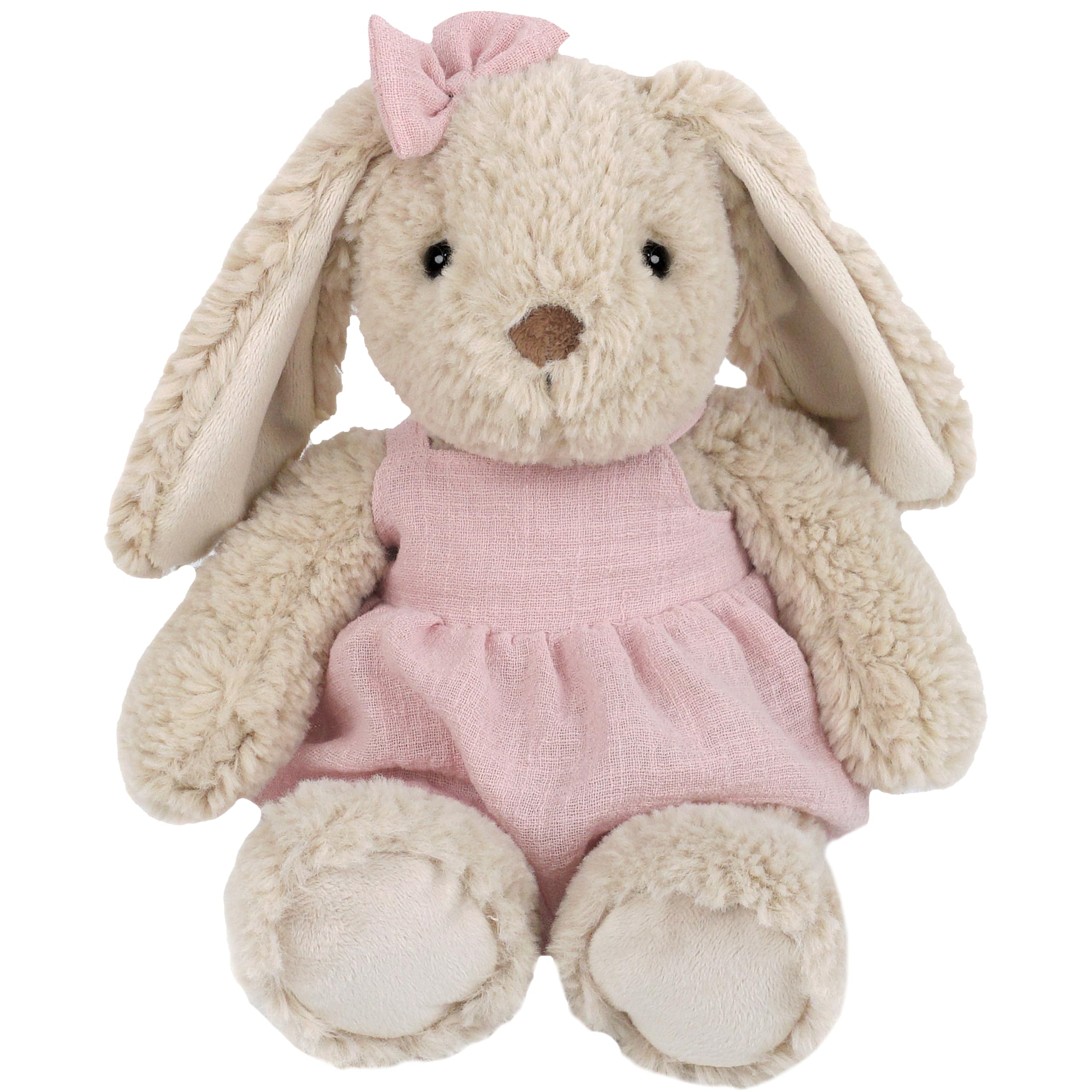 MON AMI Bettie Bunny 12-Inch Stuffed Animal for Girls, Beige/Pink, 4 inches