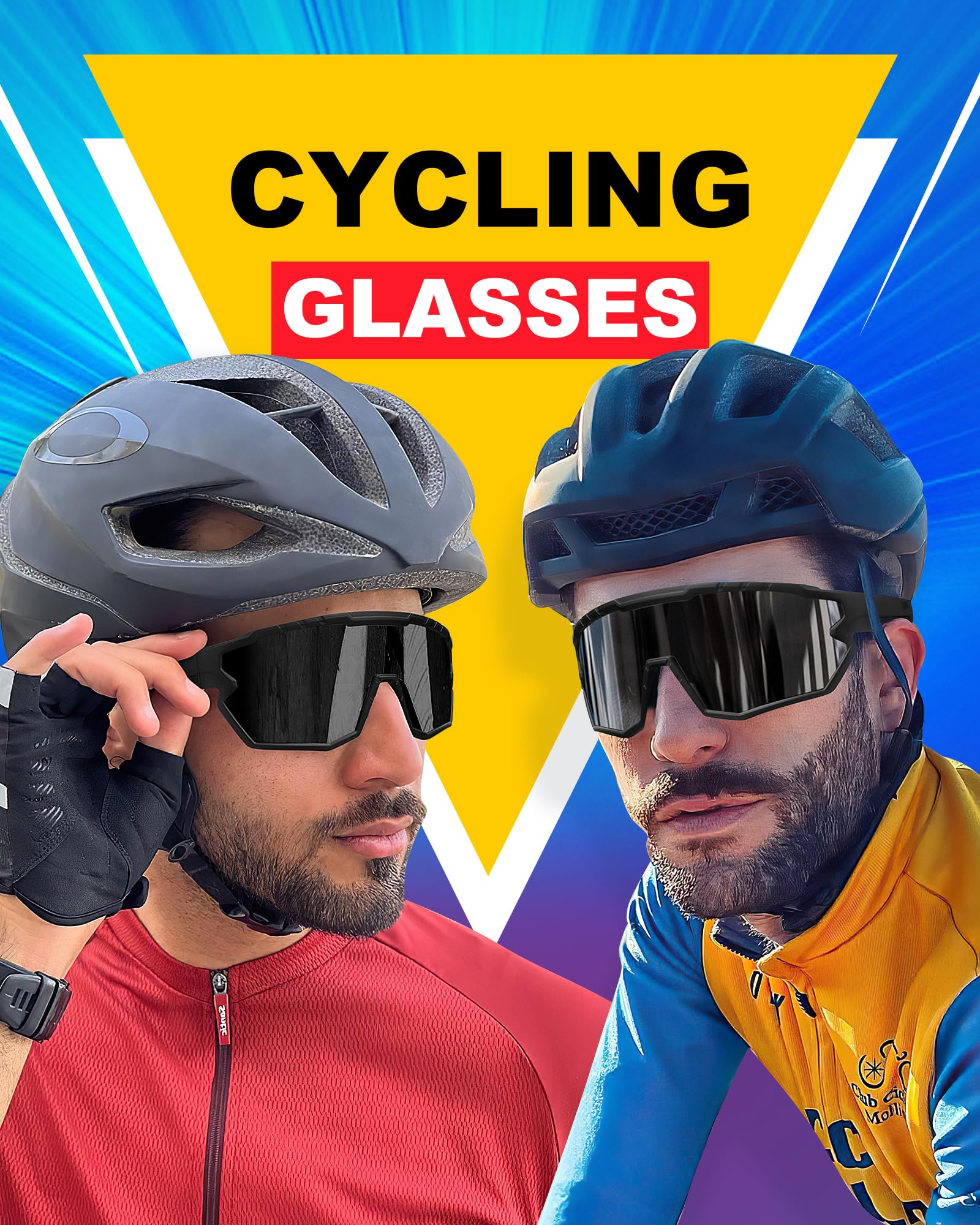 Occhiali Ciclismo Uomo Polarizzati - Veloci Occhiali da Sole per UV400 Bici Mountain Bike Moto Sportivi Corsa