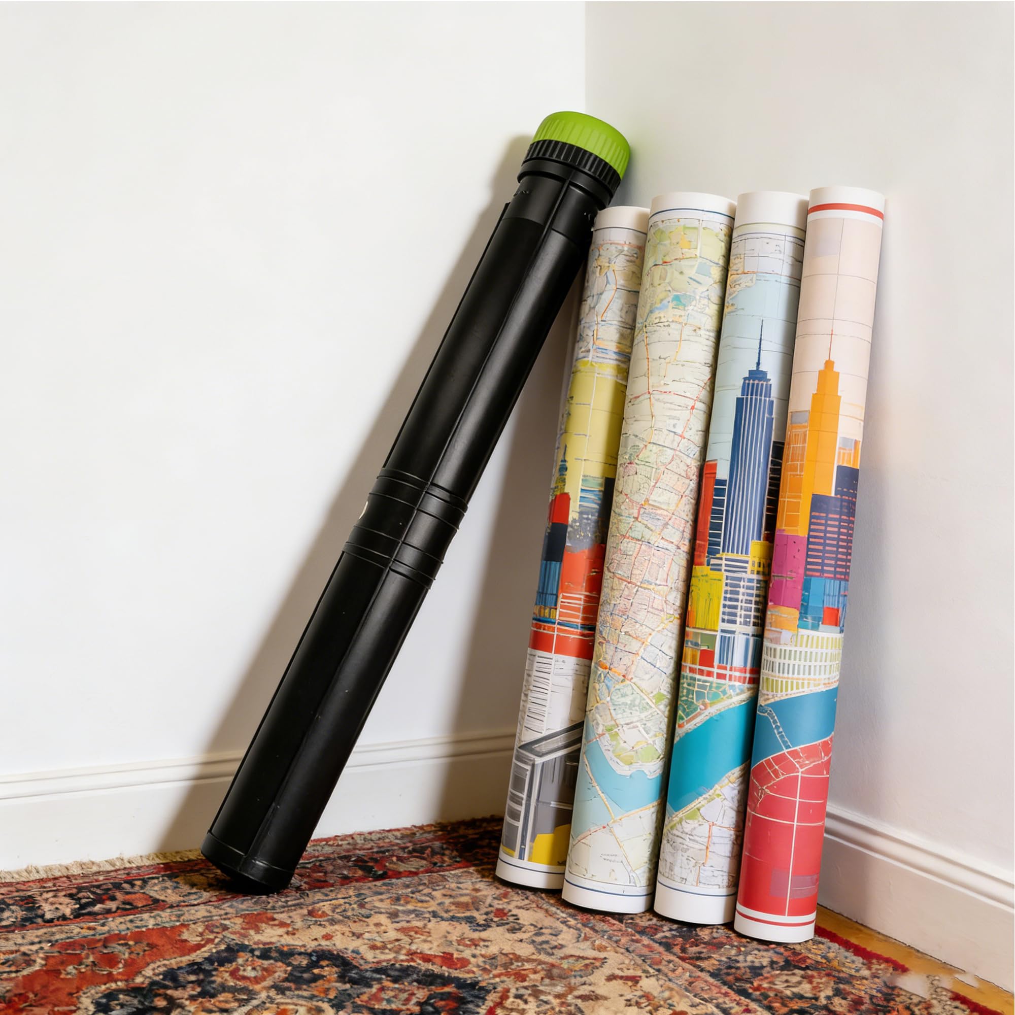 Pryma Tubo Portadisegni Estendibile 8,5x78/130 cm – Portadocumenti Rigido con Tappo a Vite e Sistema di Blocco – Custodia per Disegni, Poster e Mappe