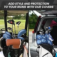 Vista 19 de FINGER TEN Premium Synthetic Leather Stylish Iron & Wedge Golf Head Covers Value 12 Piece Set, Embroidered Labels & Fits Most Clubs Gift Set, Travel