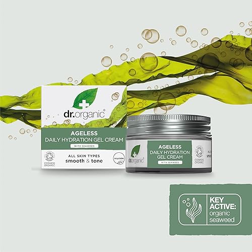 Miniatura 5 de Dr. Organic Ageless - Gel de hidratación diaria con algas marinas, hidratante, tonifica y suaviza la tez, certificado orgánico, sin parabenos ni