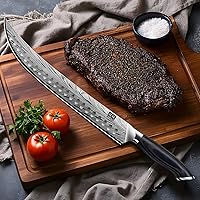 Vista 8 de SHAN ZU - Cuchillo de carnicero de acero en polvo de alto carbono, cuchillo de 12 pulgadas para cortar, deshuesar y rebanar carne con mango
