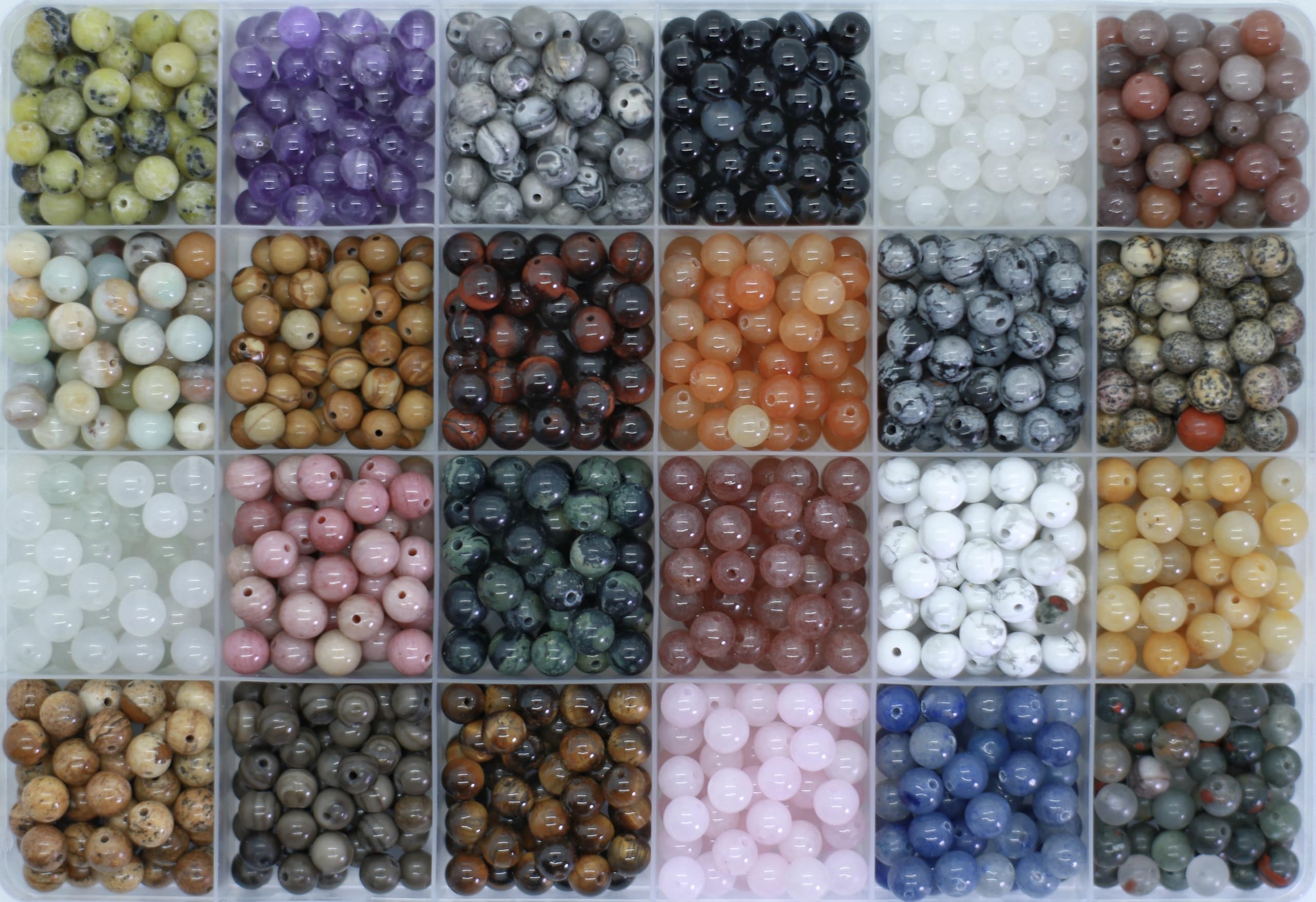 24 color 1200PCS 6MM Nature Round Stone Bead Kit for DIY Jewelry Making Bracelet Earring Handmade Art Beading