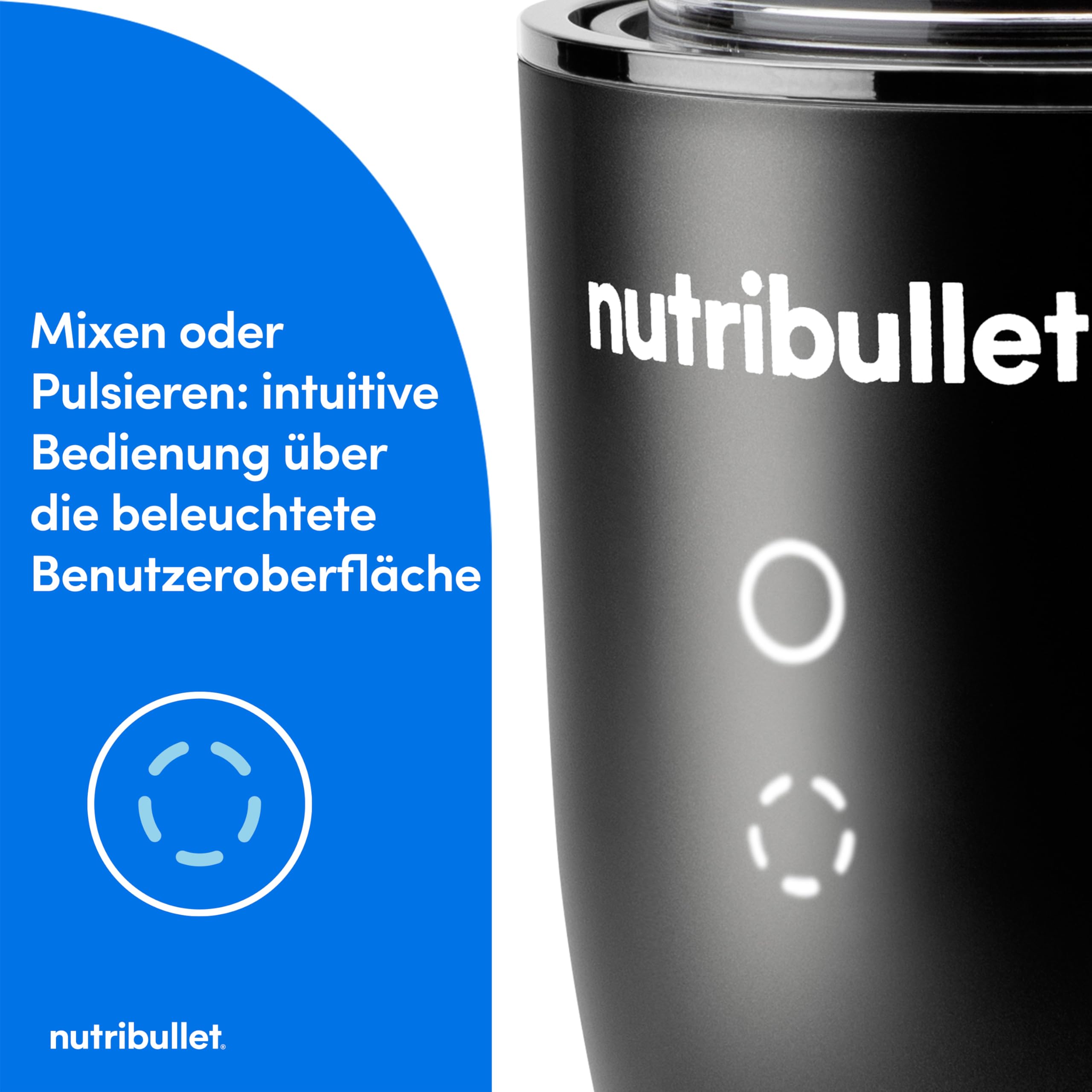 nutribullet Ultra NB1206MB, Mixer mit Tritanbehälter, Edelstahl-Mahlklingen, Elektrischer Smoothie-Mixer, 900ml und 700ml Behälter, 2 To-Go-Deckel, 1200W, Grau