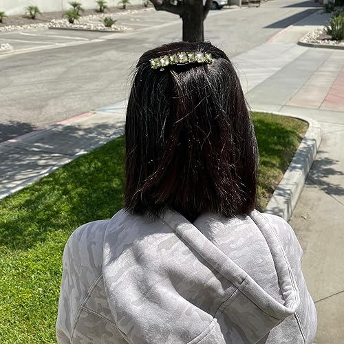 Miniatura 3 de Linpeng Joya acrílica hecha a mano, pasador francés, accesorios de piedra sintética de moda, pinza para el cabello para mujer, 4 x 0.65 pulgadas,