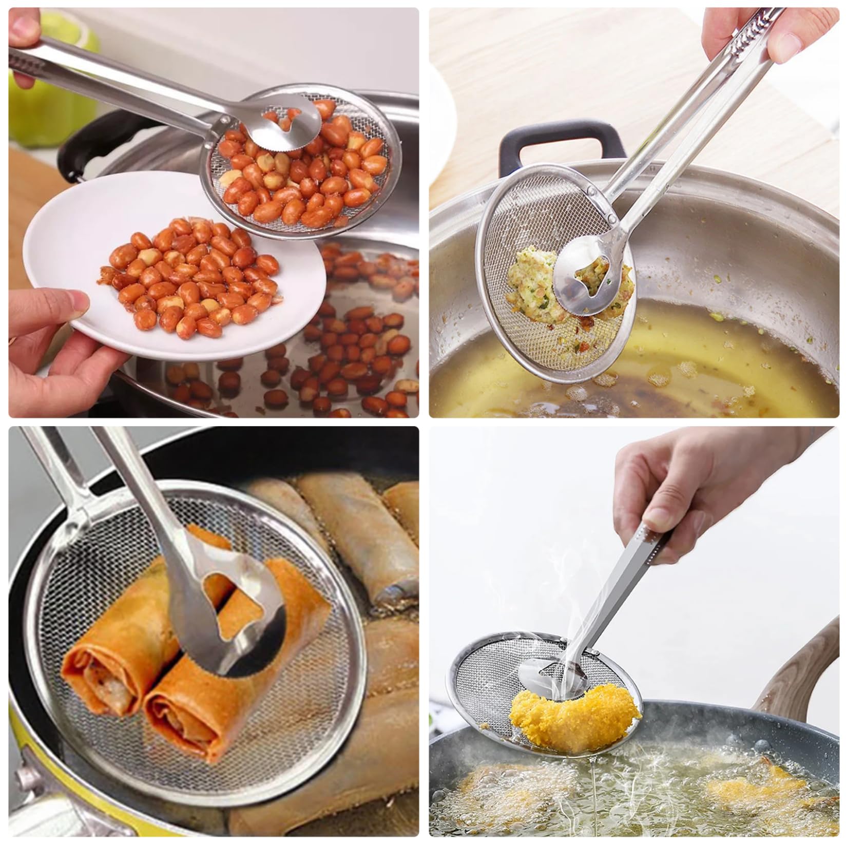 Colador de malla con asa, 2 en 1, for cocina, pinza