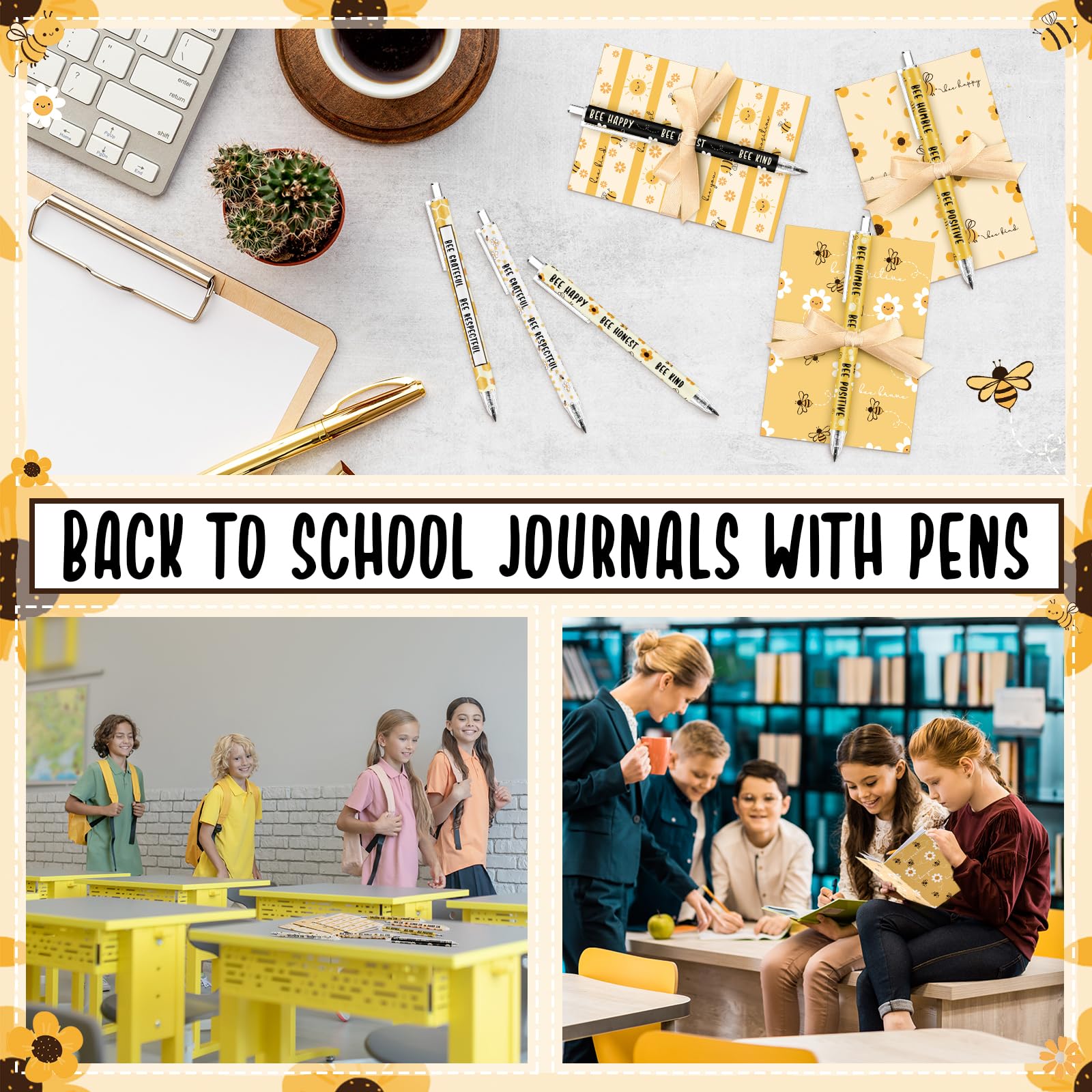 Sinload 30 juegos de bloc de notas de bolsillo con lápiz retráctil para el regreso a clases, profesores, oficina, primer día, clase, papelería, regalo para estudiantes amantes de las abejas