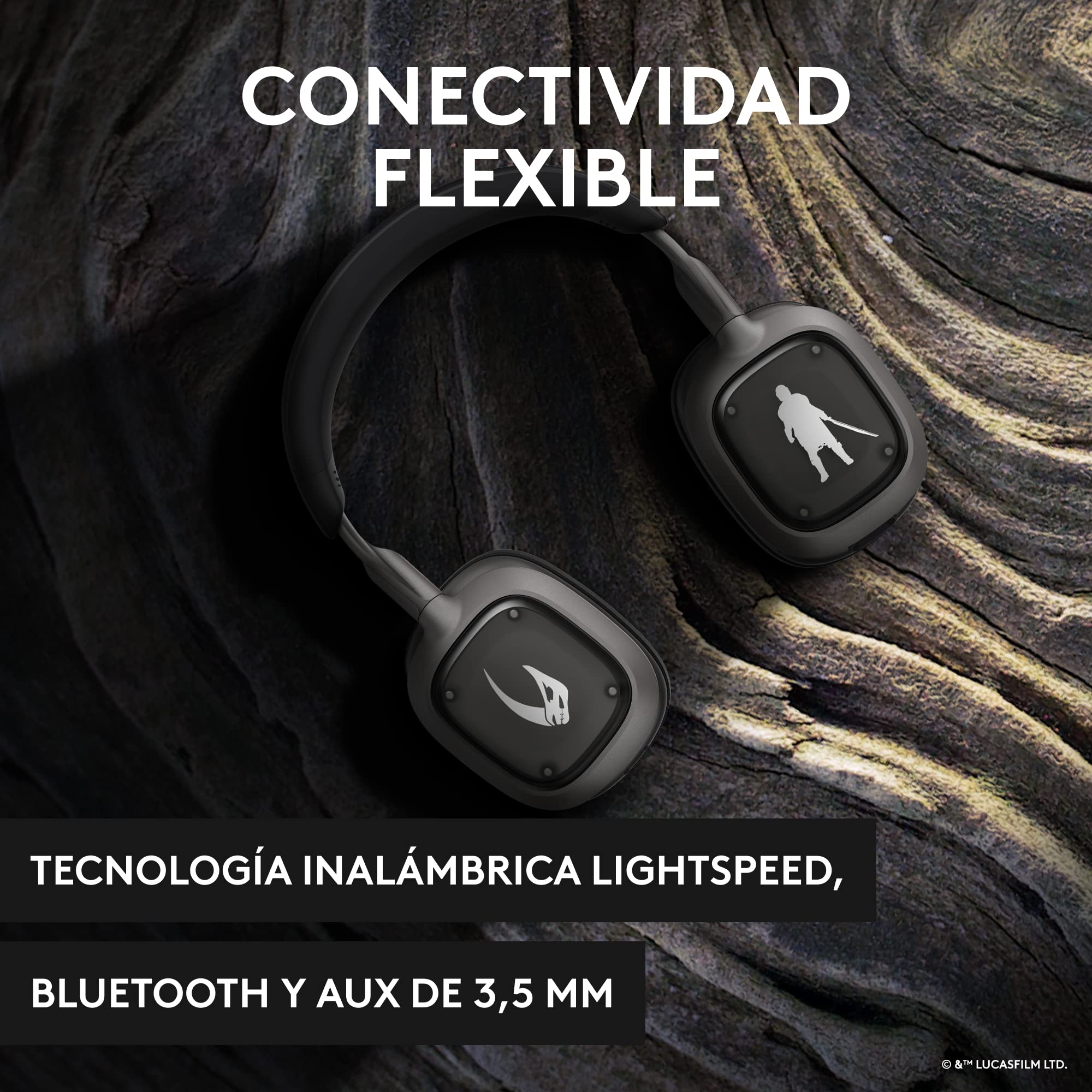 Logitech G Astro A30 Lightspeed Auriculares Inalámbricos para Gaming para PS5, Bluetooth, Mic Integrado y Desmontable, USB-C, para Playstation, Nintendo Switch, PC, The Mandalorian Edition, Plata