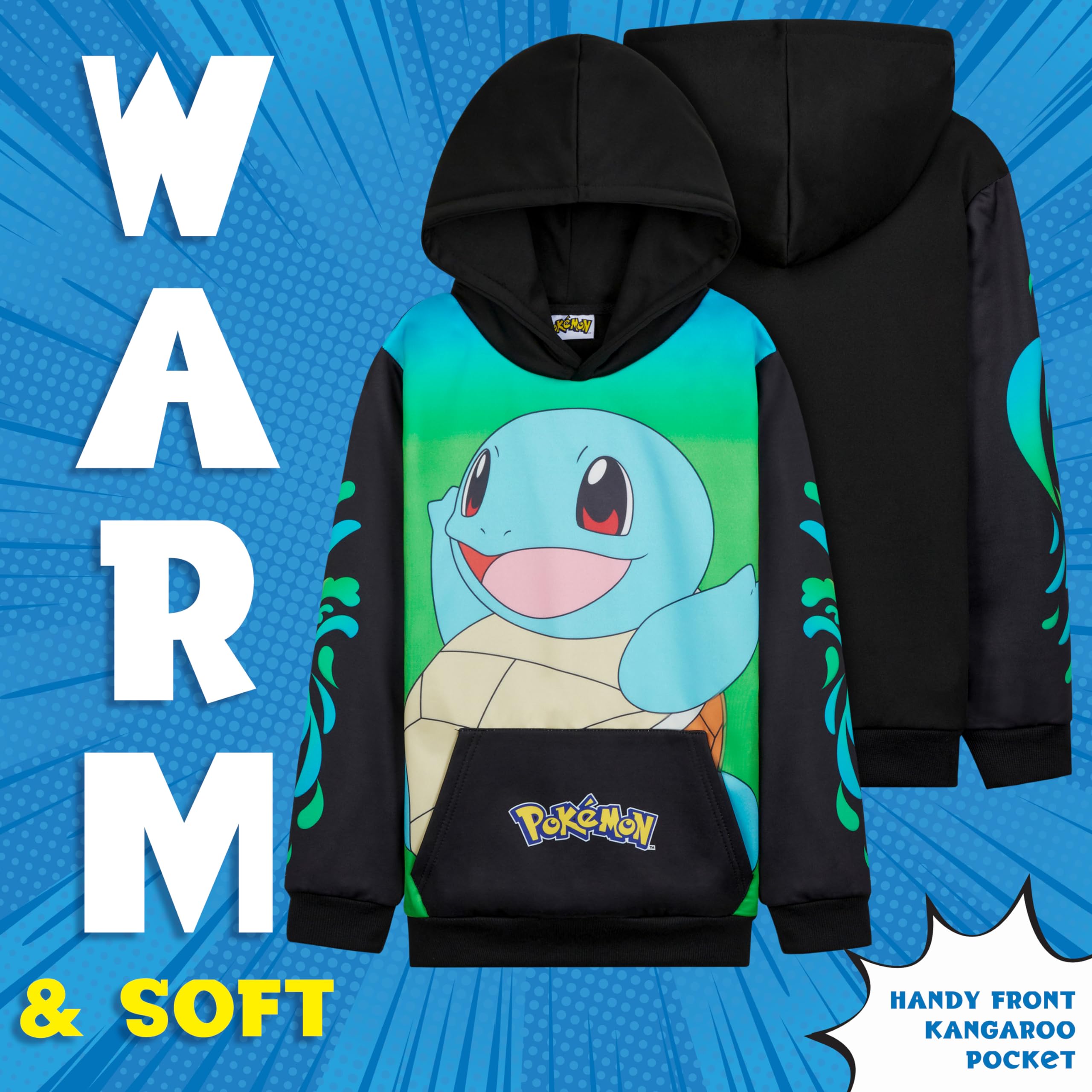 Pokémon Felpe con Cappuccio per Bambini e Ragazzi, Felpa Comoda con Tasca a Canguro